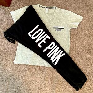 Victoria Secret Pink outfit. Small fits like medium shirt. Medium sweat pants